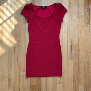 Red textured bodycon dress